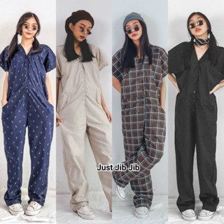 Jumpsuit คอวี ขายาว กระดุมผ่าหน้า