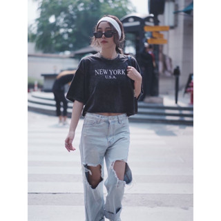 พร้อมส่ง🧸Crop top เสื้อครอปผ้าฟอกวินเทจ