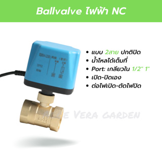 มอเตอร์วาล์ว บอลวาล์วไฟฟ้า 2สาย 220V 1/2" เปิดปิดเอง 1" ต่อไฟเปิด ตัดไฟปิดเอง อัตโนมัติ motorized valve 4หุน 12V24V