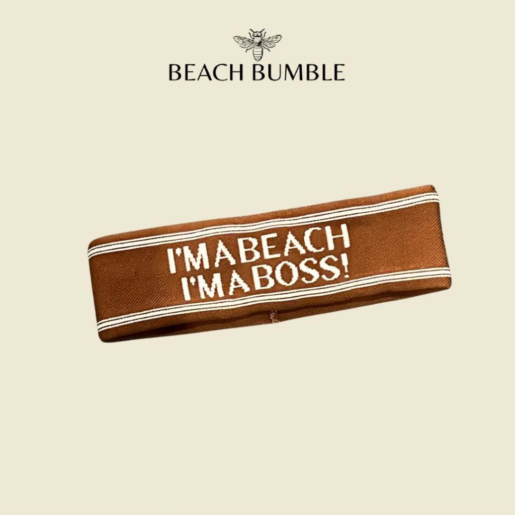 Headband ‘I'm a Beach, I'm a Boss!’ ผ้า Cotton หนาสองชั้น (Brown)
