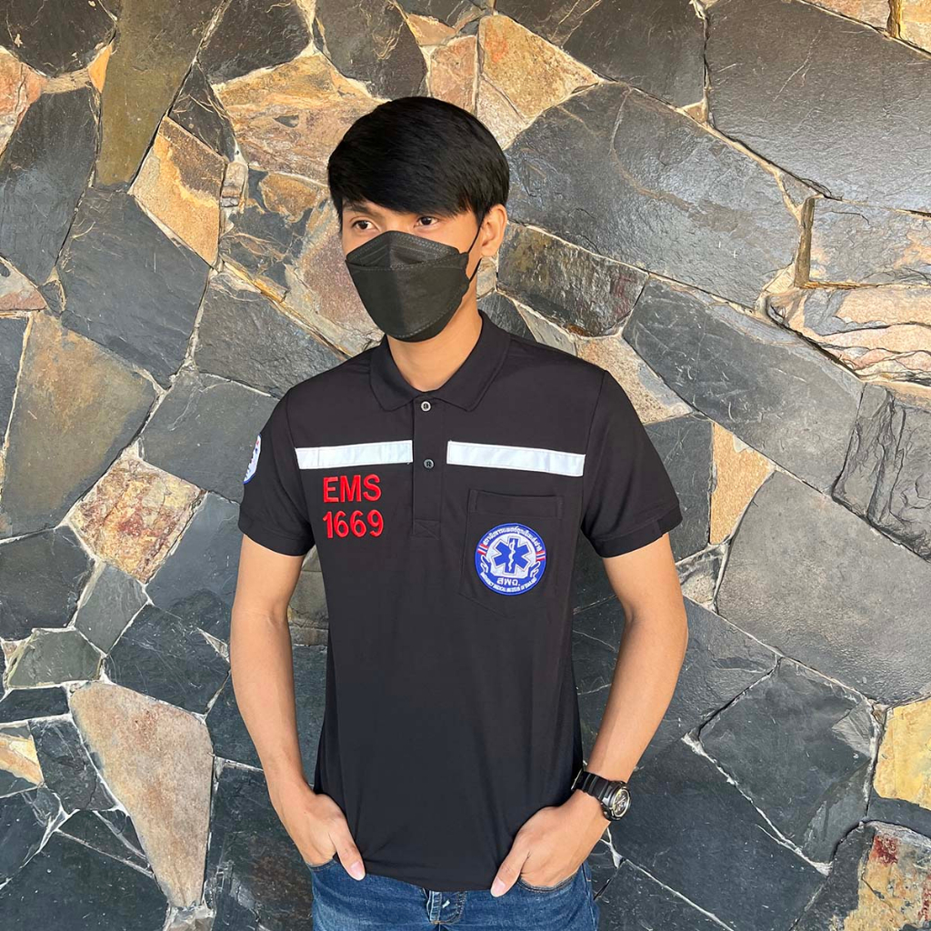 เสื้อคอปกแขนสั้น ปัก Ems เนื้อผ้านุ่ม ซักแล้ว ไม่ขึ้นขน รูปที่ 3