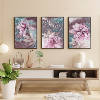 พร้อมส่ง 💥 กรอบรูป รูปภาพติดผนัง แต่งห้อง Abstract Flower 40 x 50 cm. กรอบลอย