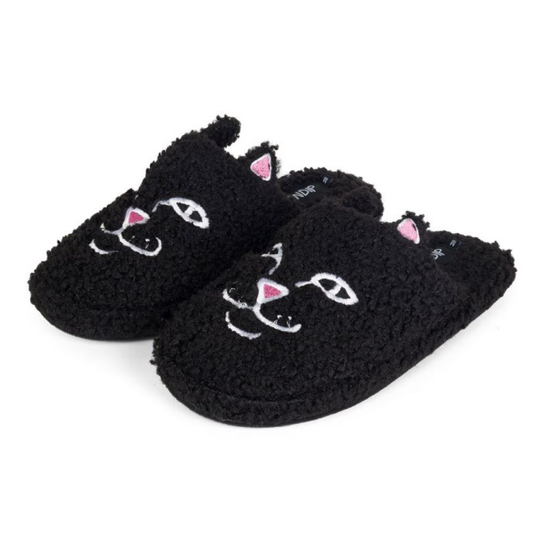 SLUM LTD - RIPNDIP H22 Jerm Face Fuzzy House Slippers Black