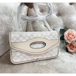 พร้อมส่ง กระเป๋าถือ Foldover Cut Out Clutch Crossbody In Signature Jacquard