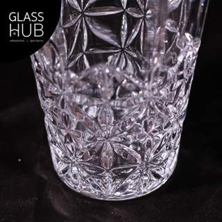 GLASS HUB (AMOR)  VASE 250-22 ลายดาว -  แจกันแก้ว ทรงสูง แจกันใส แจกันแก้วแฟชั่น แจกันใส่ดอกไม้ แจกันมีลวดลาย