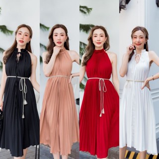 Maxi dress เดรสพลีทออกงาน ผ้าพลีทพริ้วสวย ดูหรูหรา