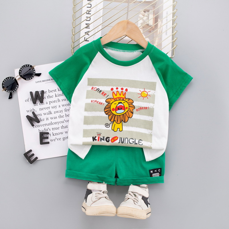 Babyonline(Y126)C5 ชุดเซ็ตเสื้อแขนสั้นกางเกงขาสั้นลายสิงโตน่ารักๆ