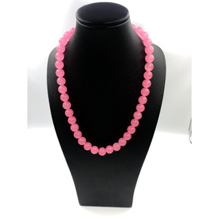 Natural Pink Chalcedony Stone Round Beaded Necklace Available in 6 mm 8 mm 10 mm Necklace for men and women