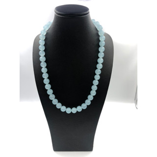 Natural blue Chalcedony Stone Round Beaded Necklace Available in 6 mm 8 mm 10 mm Necklace for men and women