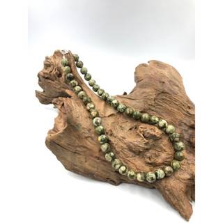 Natural RainForest jasper  Stone Round Beaded Necklace Available in 6 mm 8 mm 10 mm Necklace for men and women