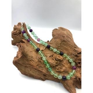 Natural Flourite Stone Round Beaded Necklace Available in 6 mm 8 mm 10 mm Necklace for men and women