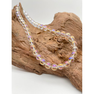 Natural Angel Aura Quartz Stone Round Beaded Necklace Available in 6 mm 8 mm 10 mm Necklace for men and women