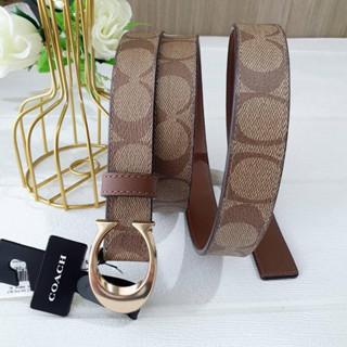 📍เข็มขัดผู้หญิง Coach ลายซี C5716 SIGNATURE BUCKLE BELT, 25MM #89402 B4/KHAKI/SADDLE