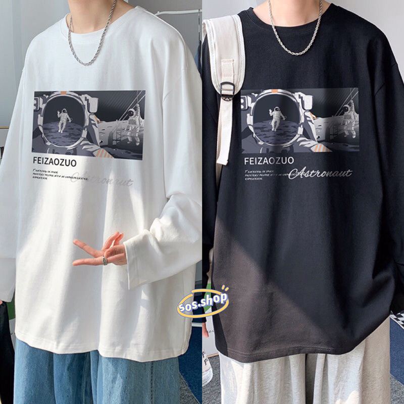 SOS ส่งจากไทย M-5XL เสื้อแขนยาว สกรีนตรีมอวกาศ ใส่สบาย ใส่ได้ทุกฤดู เนื้อผ้าไม่หนา ระบายอากาศได้ดี #