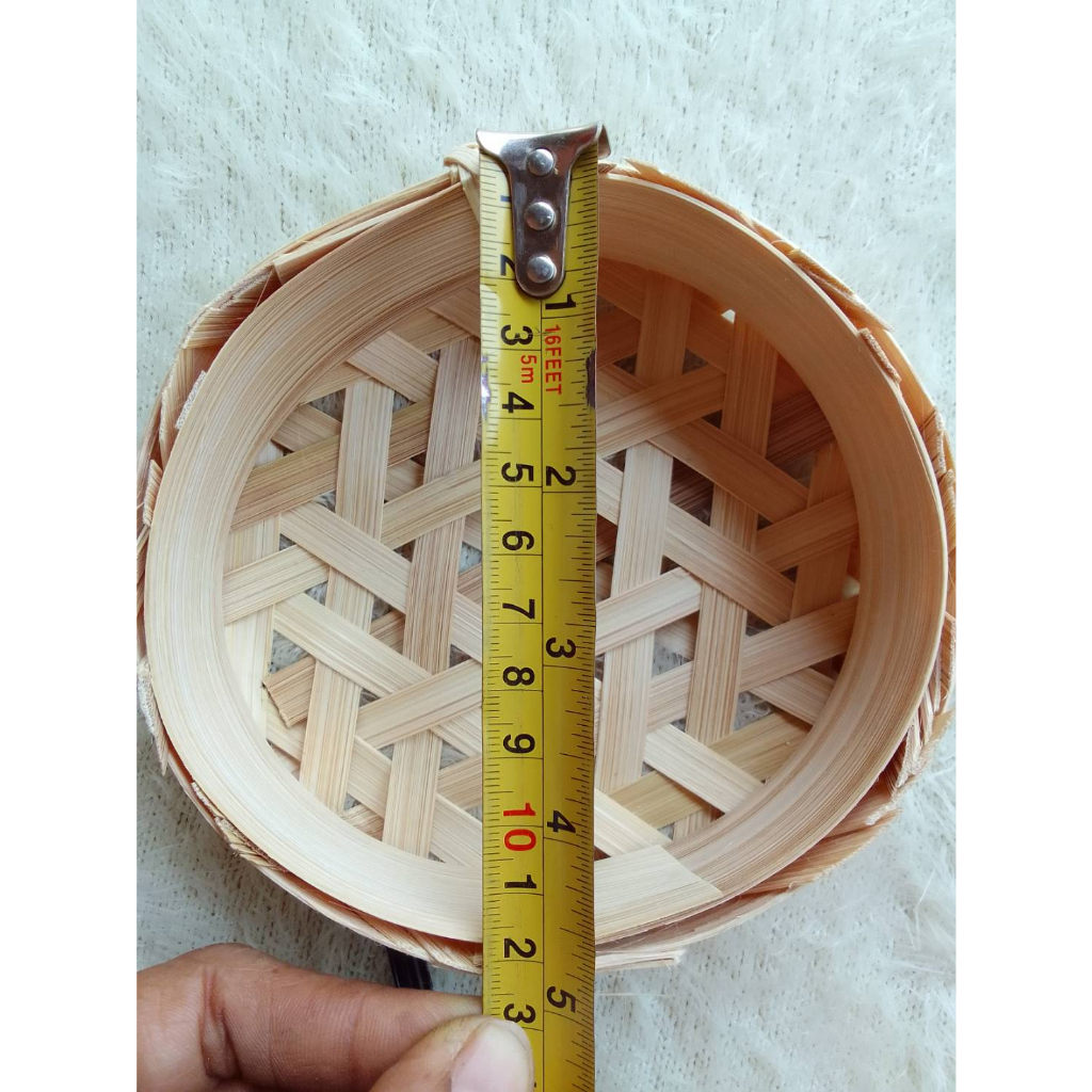เข่งเล็กสำหรับใส่อาหารขนาด 12 cm ขอบหนา 3.5 cm( 1 แถว 20 ชิ้น)