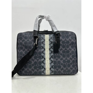 Coach Graham Slim Brief In Blocked Signature Canvas With Varsity Stripe