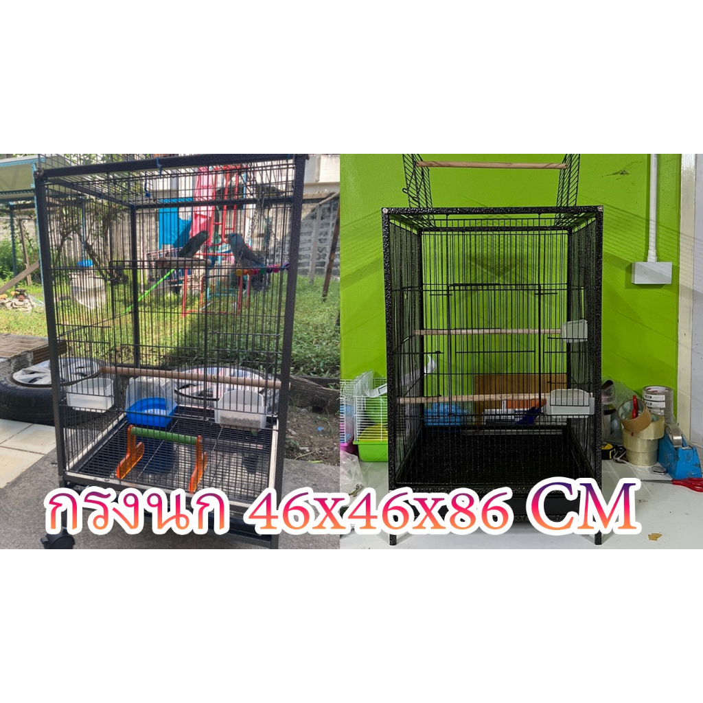 🐦กรงนก ขนาดกลาง/เล็ก กรงชูการ์ กรงกระรอก เคลือบกันสนิม ขนาด 46x46x94cm สามารถเลี้ยงได้ทุกขนาด เล็ก กลาง ได้ครบตามรูป