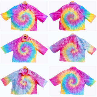 เสื้อครอปมัดย้อม พาสเทลคละลายTie-Dye