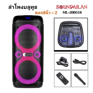 Soundmilan ลำโพงบลูทูธ ลำโพงพกพา แถมไมค์ลอย 1 ตัว รุ่น  ML-200518