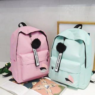 กระเป๋าป้สีสันสวยน่ารักมีปอมๆสุดคิวท์--J01