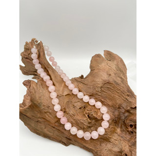 Natural Rose Quartz Stone Round Beaded Necklace Available in 6 mm 8 mm 10 mm Necklace for men and women