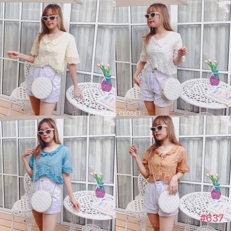 bybeyond เสื้อแฟชั่น ผู้หญิง คอปกผ้าลูกไม้