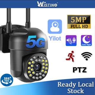 Wistino 5MP กลางแจ้งไร้สาย IP กล้องวงจรปิดตรวจจับการเคลื่อนไหววิดีโอสีเต็มรูปแบบคืนวิสัยทัศน์ 5G Wifi สมาร์ทเสียงกล้องวงจรปิด