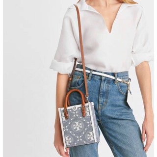 Tory Burch T Monogram Jacquard Denim Mini Tote