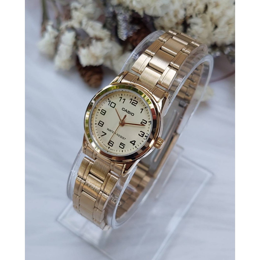 นาฬิกา Casio แท้ รุ่น LTP-V001G-9B นาฬิกาข้อมือผู้หญิงสายสเตนเลส สีทอง- ของแท้ 100% รับประกันสินค้า 1 ปีเต็ม