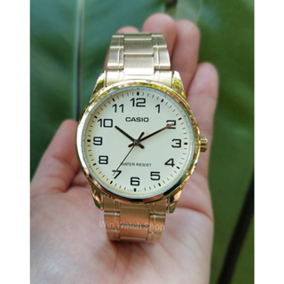 นาฬิกา Casio รุ่น MTP-V001G-9B นาฬิกาผู้ชายสายแสตนเลสสีทอง หน้าปัดทอง - ของแท้ 100% รับประกันสินค้า 1 ปีเต็ม