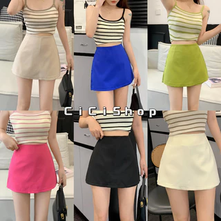 Cicishop(2301)กระโปรงกางเกงขาสั้น ดีเทลกระเป๋าหลัง มีซิปด้านข้าง ทรงสวยมาก สีสันน่ารัก