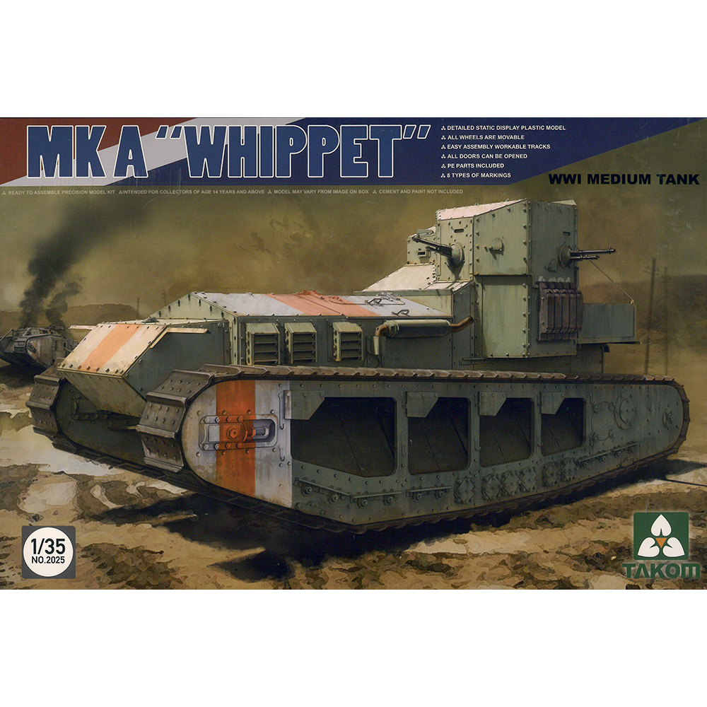 พลาสติก โมเดล ประกอบ TAKOM สเกล 1/35 WWI Medium Tank MK A "Whippet" (2025)