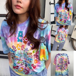 เสื้อมัดย้อม ลายสกรีน oversize ลายน่ารัด พร้อมส่งนะคะ