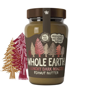 Whole Earth Dark Roasted crunchy peanut butter 340g. ครันชี่ เนยถั่ว ตราโฮลเอิร์ท นำเข้าจากอังกฤษ🇬🇧 ขวดแก้ว