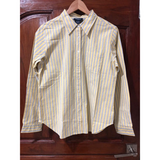 เสื้อเชิ้ตเหลืองลาย มือสอง สภาพใหม่ size L