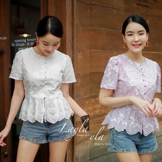 เสื้อลูกไม้3มิติ อก36,38แขนสั้น กระดุมหน้า