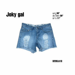 Joky gal jeans short กางเกงยีนส์ขาสั้นขอบลูกไม้ด้านในเอว 30 สะโพก 36 D209.b18