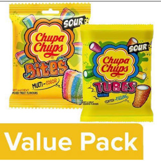 พร้อมส่ง‼️ Chupa chups sour bites&amp;tubes90g. จากเวียดนาม🇻🇳 เยลลี่จุ๊ปปาจุ๊บ 2แบบ -Bites -Tubes