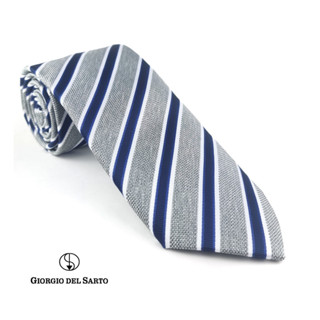 Giorgio Del Sarto Necktie 8.5 cm Grey Fabric Texture เนคไทสีเทามีเท็กเจอร์