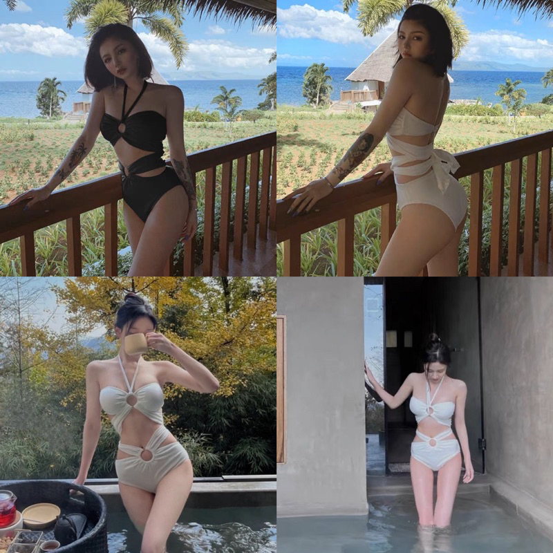 พร้อมส่งจากไทย บิกินี่ ชุดว่ายน้ำVictoria One-piece มี2สี ขาว ดำ