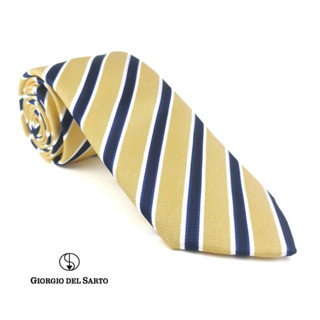 Giorgio Del Sarto Necktie 8.5 cm Yellow Fabric Texture เนคไทสีเหลืองมีเท็กเจอร์