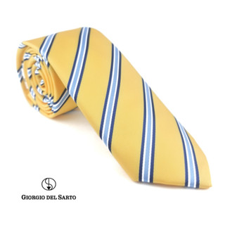 Giorgio Del Sarto Necktie 7.5 cm Yellow Fabric Texture เนคไทสีเหลืองมีเท็กเจอร์