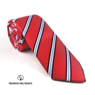 Giorgio Del Sarto Necktie 7.5 cm Red Fabric Texture เนคไทสีแดงมีเท็กเจอร์