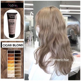 สีย้อมผมocdai3 cream  สี cigar blond  น้ำตาลหม่นประกายเทา สูตรไร้แอมโมเนีย