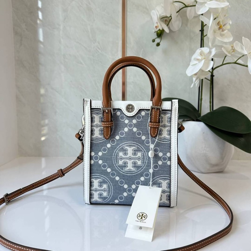 Tory Burch T Monogram Jacquard Denim Mini Tote