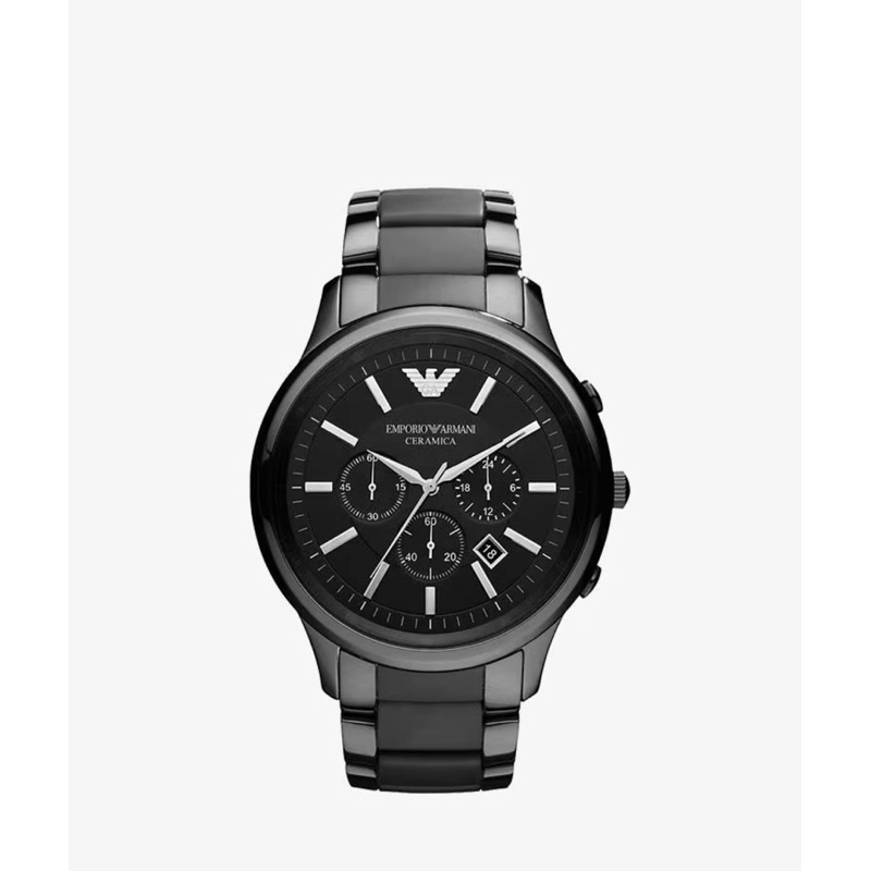 Emporio Armani Ceramica Chronograph Black Dial Black นาฬิกาข้อมือผู้ชาย รุ่นAR1451