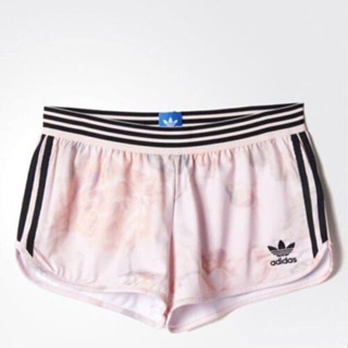 Adidas Pastel Rose Running Shorts Women Hot Pant 3-Streifen Satin Logo Pink กางเกง ขาสั้น ออกกำลัง