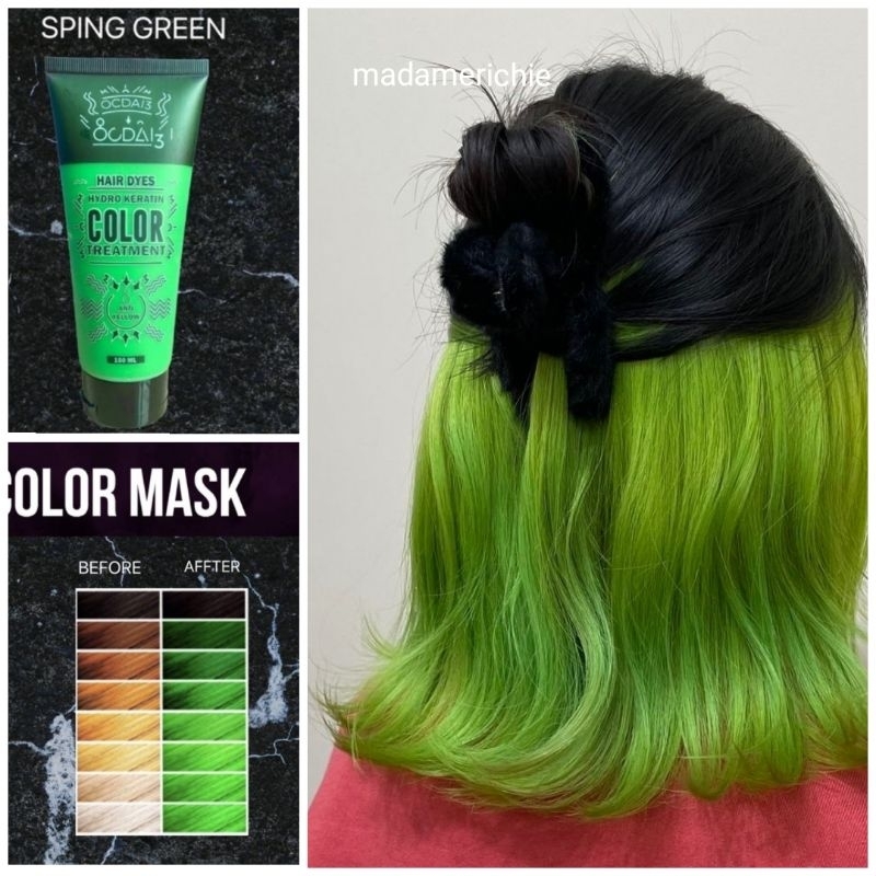 ocdai3 สีเขียวนีออนspinggreen ครีมเปลี่ยนสีผมออแกนิค ผสมเคราตินบำรุง ยาย้อมผม ปลอดสารแอมโมเนีย