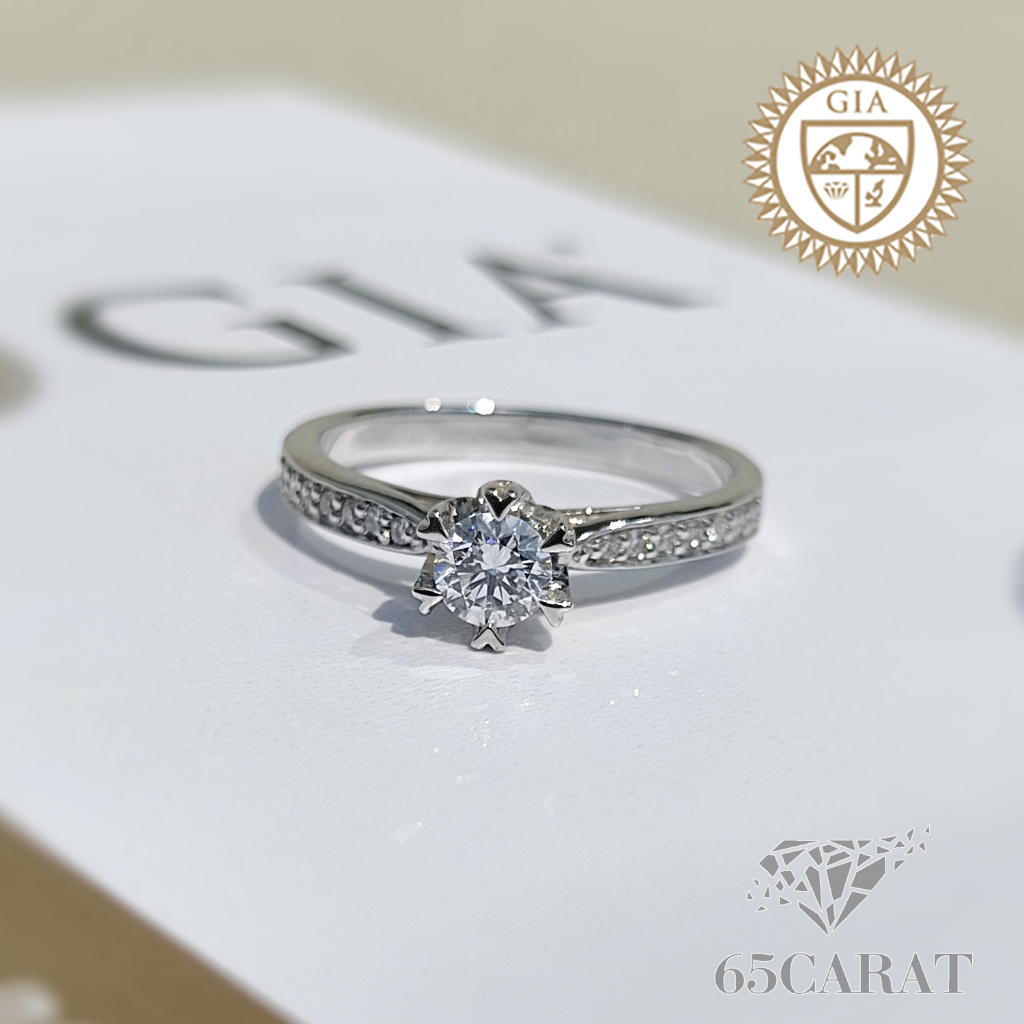 65Carat - แหวนแต่งงาน เพชรน้ำ100 พร้อมใบเซอร์GIA  Engagement Rings แหวนทองคำแท้9K{37.5%}