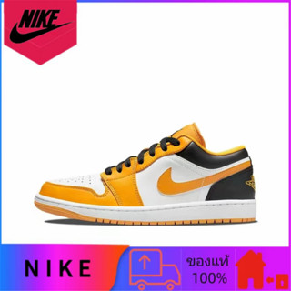 ของแท้ 100% Jordan Air Jordan 1 low "taxi" รองเท้าผ้าใบลําลองทรงเตี้ยสีเหลืองสีขาวสีดำ